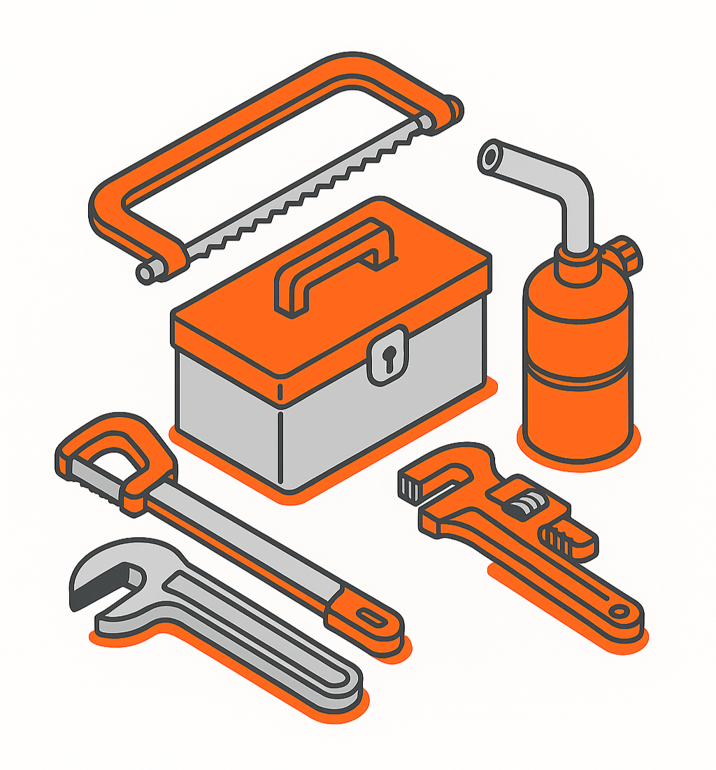 Caja de herramientas con equipo completo de fontaneros a domicilio en Valencia